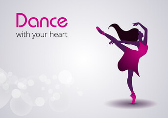 Fototapeta na wymiar Flyer, invitation, poster or greeting card design template with dancing girl.