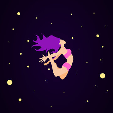 Colorful silhouette of a dancing girl. Modern Dance. Dancing is my passion. Vector illustration