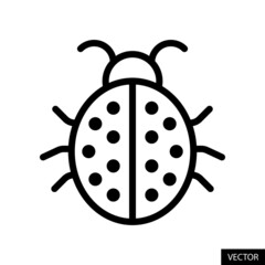 Bug or Ladybug vector icon in line style design for website, app, UI, isolated on white background. Editable stroke. Vector illustration.