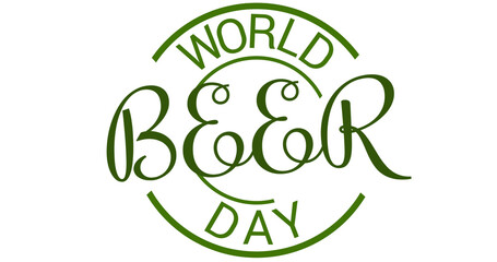 Image of world beer day text over white background