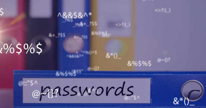Image of math formulas floating over binder with password