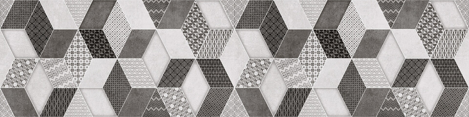 Gray Geometric Retro tiles pattern, vintage background