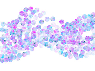 Holographic paillettes confetti placer vector background. Elegant shiny tinsel elements holiday decor flatlay. Holiday confetti scatter lustering background.