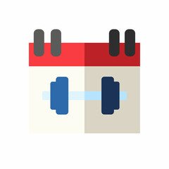 calendar icon with barbell. useful for fitness icons, etc.