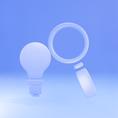 3d Idea and creativity concept with light bulb on blue background. Vector illustration.