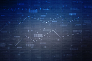 Business Growth graph on technology background, Futuristic raise arrow chart digital transformation abstract technology background. Big data and business growth currency stock and investment economy