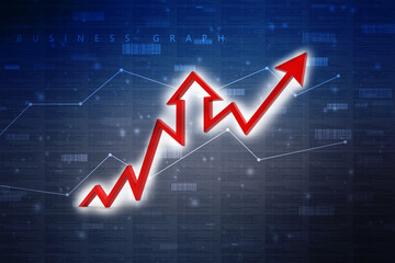 3d rendering business graph and documents. Stock market chart. Business graph background, Financial Background