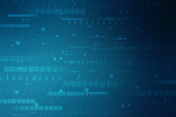Binary Code Background, Digital Abstract technology background, flowing number one and zero text in binary code format in technology background. Internet Big data Concept