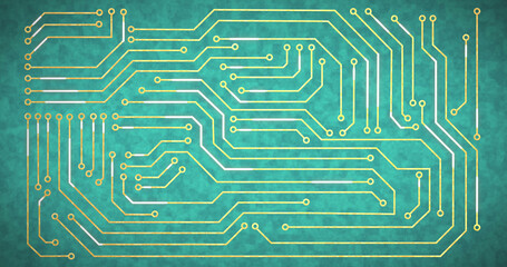 Image of computer circuit board on blue background