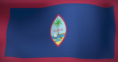 Image of national flag of guam waving - obrazy, fototapety, plakaty