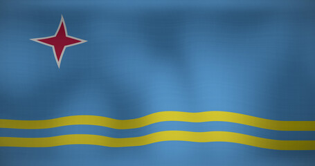 Image of national flag of aruba waving