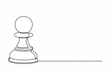 continuous line drawing of a pawn,  chess piece continuous one line art illustration. Can used for logo, emblem, slide show and banner. Illustration with quote template.