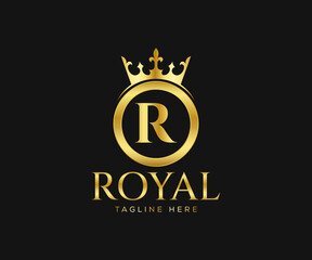 Luxurious Royal Logo Design. Letter R Logo Design Template.