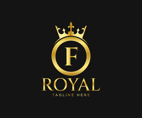 Luxurious Royal Logo Design. Letter F Logo Design Template.