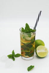 mojito cocktail on white