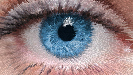 3d illustration of a blue eye closeup. - obrazy, fototapety, plakaty
