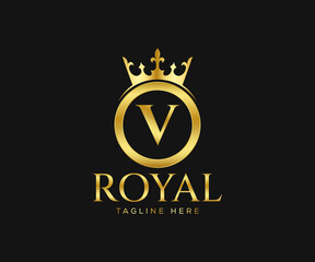 Luxurious Royal Logo Design. Letter V Logo Design Template.