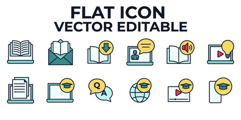 Online Education. e-learning set icon symbol template for graphic and web design collection logo vector illustration