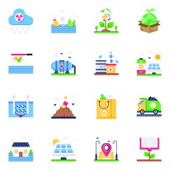 Flat Icons of Environmental Pollution
