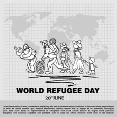 World Refugee Day, 20 June, Poster and banner vector