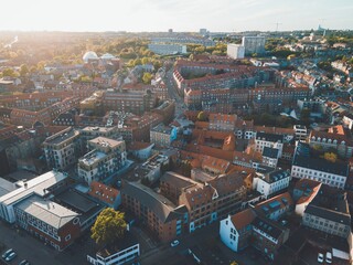 Views over Aarhus, Denmark in Jutland by Drone