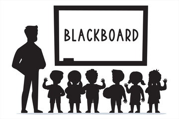 Teacher and children students Silhouettes premium vector template