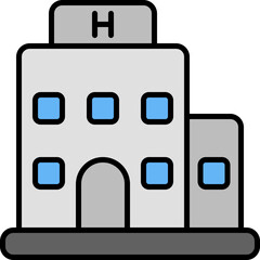 hotel outline color icon