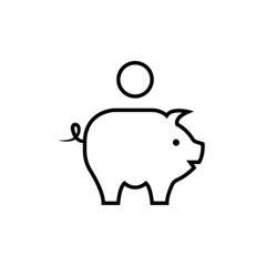 Piggy bank black outline icon in flat style. Graphic illustration. Money box sign. Pig container symbol, business concept. Deposit logo. For website design, app, ui, ux, infographic. Vector EPS 10