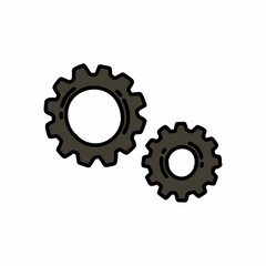 gears doodle icon, vector color line illustration