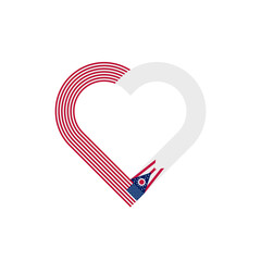 unity concept. heart ribbon icon of united states and ohio state flags. vector illustration isolated on black background