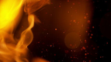 Fire abstract background with flames and copyspace.