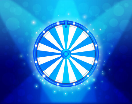 Colorful wheel of fortune. Blue background.