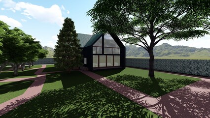 barnhouse with garden summer 