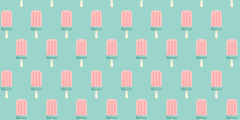 Seamless pattern of ice cream stick. Ice cream backgound.