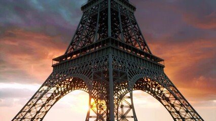 Eiffel Tower's detailed wrought-iron structure from the base to observation deck