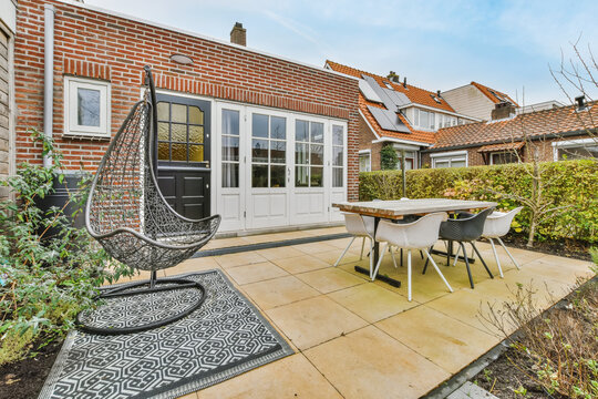 Terrace of building with table