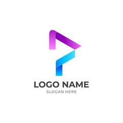 letter P logo design with 3d colorful style