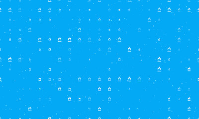 Naklejka na ściany i meble Seamless background pattern of evenly spaced white gas symbols of different sizes and opacity. Vector illustration on light blue background with stars