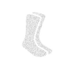 The socks symbol filled with black dots. Pointillism style. Vector illustration on white background