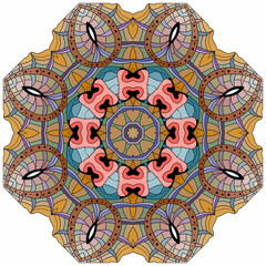 Colorful cute Mandalas. Decorative unusual round ornaments.