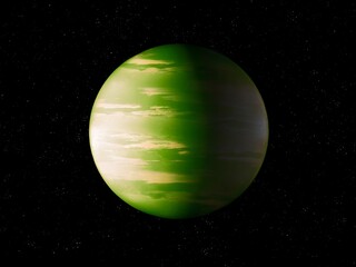 Earth-like planet, far exoplanet in space, super-earth planet, Sci-Fi background.