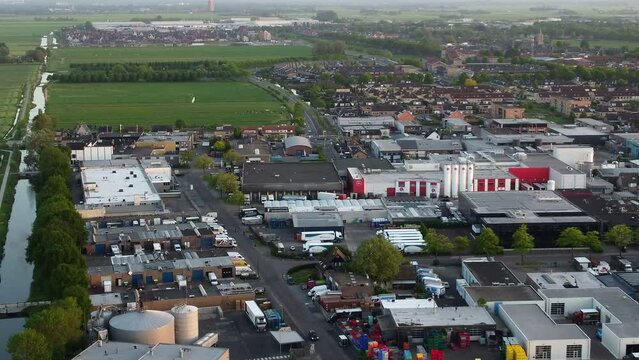 Aerial view at the industry of city Bunschoten-Spakenburg