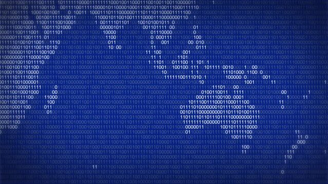 Continents of Oceania and Asia on a binary world map. Digital number changing values. Blue binary world map.