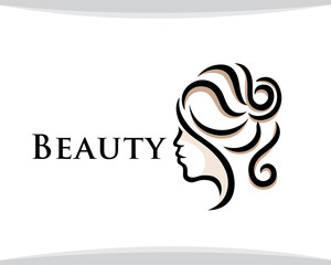women hair style drawn art logo symbol illustration inspiration for salon spa haircut make-up