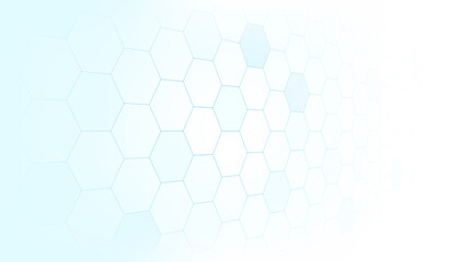 Simple blue hexagon line on white background. Medicine and science concept. Abstract healthy and medical background. Template brochure design. Technology and science wallpaper template.