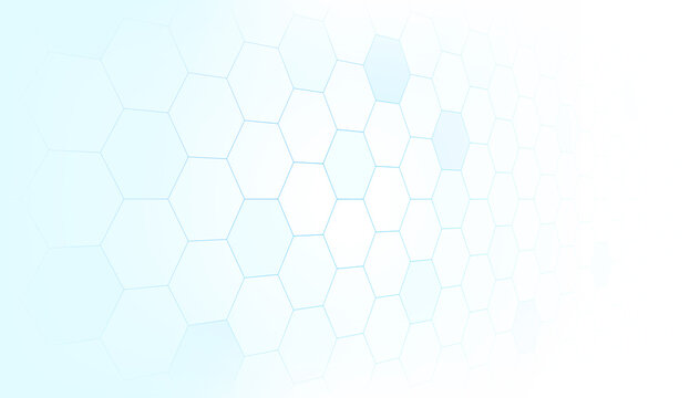 Simple blue hexagon line on white background. Medicine and science concept. Abstract healthy and medical background. Template brochure design. Technology and science wallpaper template.