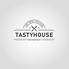 Restaurant logo with spoon and fork icon, classic concept