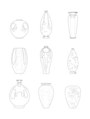 set of vase vector  sketch 