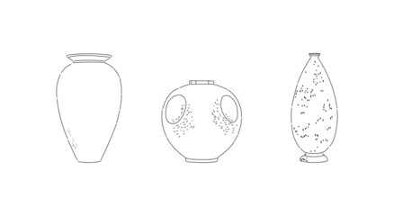 clay vase set  vector sketch 