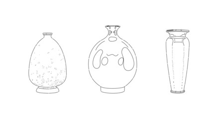 set of vector sketch ceramic vase 